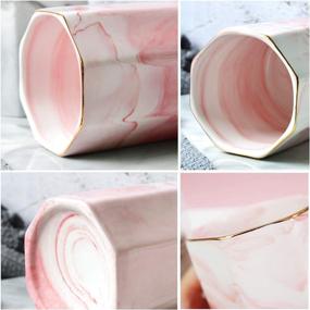 img 1 attached to 🖊️ WAVEYU Pink Marble Pen Holder for School Girls - Durable Ceramic Desk Organizer and Makeup Brush Holder for Daily Use in Office, Classroom, and Home - Stand for Desk with Marble Pattern Pencil Cup for Kids