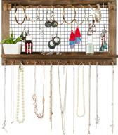 🪡 wooden wall mounted rustic jewelry organizer with bracelet rod - ideal holder for earrings, necklaces, bracelets, and various accessories by socal buttercup логотип