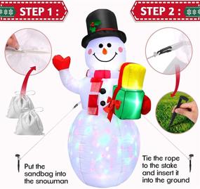 img 1 attached to 🎅 5 Feet Christmas Inflatable Outdoor Snowman with Built-in Colorful LED Rotating Lights for Christmas Indoor & Outdoor Garden Decoration