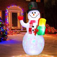 🎅 5 feet christmas inflatable outdoor snowman with built-in colorful led rotating lights for christmas indoor & outdoor garden decoration logo