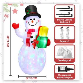 img 3 attached to 🎅 5 Feet Christmas Inflatable Outdoor Snowman with Built-in Colorful LED Rotating Lights for Christmas Indoor & Outdoor Garden Decoration