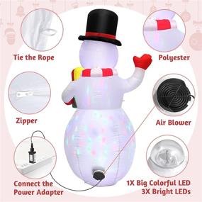 img 2 attached to 🎅 5 Feet Christmas Inflatable Outdoor Snowman with Built-in Colorful LED Rotating Lights for Christmas Indoor & Outdoor Garden Decoration