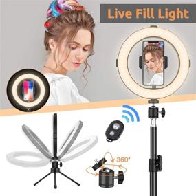 img 2 attached to 📸 Lofter 8-inch Ring Light Set with Dual Tripod Stands, Two 6-inch Selfie Light Rings, Dimmable Selfie Light with 3 Color Modes, 3200K-6500K Circle LED Lighting, Extendable with 3 Phone Holders for YouTube, TikTok, Makeup