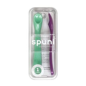 img 3 attached to 🥄 Spuni - Innovative Baby Spoon for 4 Months & Up, Giggly Green and Peekaboo Purple, 2-Pack: Revolutionary Feeding Solution!