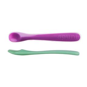 img 4 attached to 🥄 Spuni - Innovative Baby Spoon for 4 Months & Up, Giggly Green and Peekaboo Purple, 2-Pack: Revolutionary Feeding Solution!