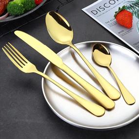 img 3 attached to 🍴 Premium 40-Piece Gold Silverware Set for 8 - OGORI Stainless Steel Cutlery with Mirror Finish & Elegant Gift Box