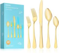 🍴 premium 40-piece gold silverware set for 8 - ogori stainless steel cutlery with mirror finish & elegant gift box logo