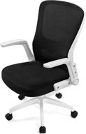 comhoma ergonomic office chair: swivel mid back mesh chair with adjustable arms and lumbar support for optimal comfort and productivity - white logo