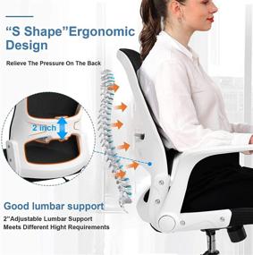 img 2 attached to COMHOMA Ergonomic Office Chair: Swivel Mid Back Mesh Chair with Adjustable Arms and Lumbar Support for Optimal Comfort and Productivity - White