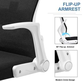 img 3 attached to COMHOMA Ergonomic Office Chair: Swivel Mid Back Mesh Chair with Adjustable Arms and Lumbar Support for Optimal Comfort and Productivity - White