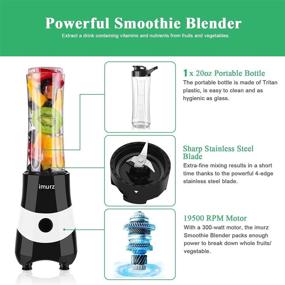 img 3 attached to 🥤 Compact Smoothie Blender for Shakes and Smoothies, imurz Fruit and Vegetable Drinks Blender, 300W Powerful Personal Blender with a 20Oz BPA-Free Tritan Travel Bottle