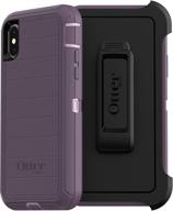 otterbox defender series tough case & holster for iphone xs & iphone x - purple nebula (with microbial defense) - retail packaging logo