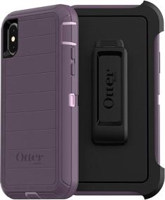 img 4 attached to OtterBox Defender Series Tough Case & Holster for iPhone Xs & iPhone X - Purple Nebula (with Microbial Defense) - Retail Packaging