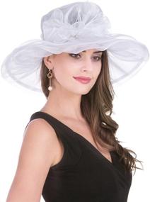 img 1 attached to Lucky Leaf Women Kentucky Derby Wide Brim Sun Hat: Perfect for Church, Parties, and Weddings!