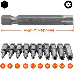 img 3 attached to 🔧 VAKOGAL 10PCS Torx Head Screwdriver Bit Set - S2 Steel Magnetic Security Tamper Proof Star 6 Point Screw Driver Kit Tools, 1/4 Inch Hex Shank T7-T40