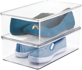 img 1 attached to 👟 mDesign Stackable Plastic Shoe Storage Organizer Box with Lid - 8 Pack, Clear for Mens, Womens, Kids Sandals, Flats, Sneakers