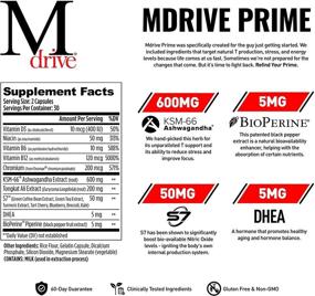 img 2 attached to Mdrive Prime: Powerhouse Testosterone Support for Men- Boost Energy, Alleviate Stress, Build Lean Muscle- Featuring KSM-66 Ashwagandha, S7 Nitric Oxide Booster, Bioperine, and DHEA - 60 Capsules