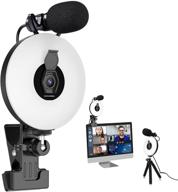 high definition 1080p webcam with built-in ring light and microphone kit - auto-focus, adjustable brightness - video 🎥 cam clip on for online learning, zoom meetings, live streaming - ideal for pc desktop computers (not compatible with laptops) logo