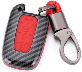 img 4 attached to 🔑 WFMJ Red Carbon Fiber + Silicone Button Smart Remote Key Fob Case Shell for Hyundai Elantra GT, Genesis Coupe, Sonata, Veloster, Tucson, Kia Optima, Rio, Forte Koup, Soul, Sportage - 4 Buttons