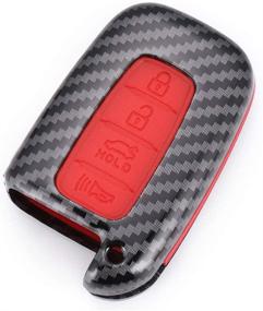 img 3 attached to 🔑 WFMJ Red Carbon Fiber + Silicone Button Smart Remote Key Fob Case Shell for Hyundai Elantra GT, Genesis Coupe, Sonata, Veloster, Tucson, Kia Optima, Rio, Forte Koup, Soul, Sportage - 4 Buttons