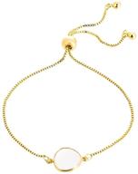 💎 14k gold plated double-sided stone charm bracelets for women girls - adjustable chain bracelet logo