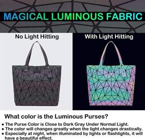 img 3 attached to Geometric Handbags Luminous Holographic Reflective Women's Handbags & Wallets for Shoulder Bags