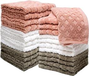 img 1 attached to 🛀 Pleasant Home Washcloths Set - 12 Pack (12” x 12”) – 488 GSM- 100% Ring Spun Cotton Wash Cloth - Super Soft and Highly Absorbent Face Towels - Blush, White & Tan Combo with Diamond Design