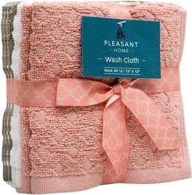 img 3 attached to 🛀 Pleasant Home Washcloths Set - 12 Pack (12” x 12”) – 488 GSM- 100% Ring Spun Cotton Wash Cloth - Super Soft and Highly Absorbent Face Towels - Blush, White & Tan Combo with Diamond Design