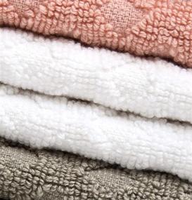 img 2 attached to 🛀 Pleasant Home Washcloths Set - 12 Pack (12” x 12”) – 488 GSM- 100% Ring Spun Cotton Wash Cloth - Super Soft and Highly Absorbent Face Towels - Blush, White & Tan Combo with Diamond Design