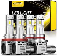 🔦 auxito high low beam led headlight bulbs combo 9005 h11, 12000lm 6500k cool white, wireless headlight led bulbs, pack of 4 logo