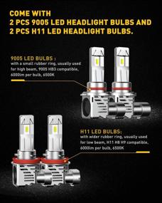 img 3 attached to 🔦 AUXITO High Low Beam LED Headlight Bulbs Combo 9005 H11, 12000LM 6500K Cool White, Wireless Headlight LED Bulbs, Pack of 4