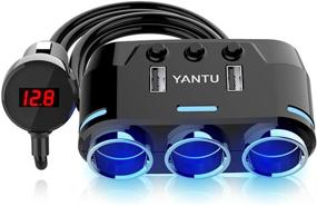 img 4 attached to 🔌 Солнечный Адаптер для автомобильной прикуривателей SUNJOYCO 100W с 3-разъемным разветвителем, двойным USB-зарядным устройством для автомобиля, выключателем и дисплеем напряжения - идеально подходит для iPhone, iPad, Samsung, GPS, автомобильных видеорегистраторов.