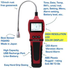 img 2 attached to 🔍 Forensics Natural Gas Leak Detector - Waterproof, Dustproof & Explosion Proof - Li-Ion Battery - 0-10,000ppm - RED Color