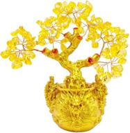 🌳 yellow crystal fortune tree - enhancing wealth, luck, prosperity, & success with feng shui gold money tree bonsai - perfect decor for home or office логотип