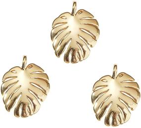 img 4 attached to 🍃 10 Pieces 18K Gold Plated Brass Monstera Leaf Charms for Jewelry Making DIY - DanLingJewelry