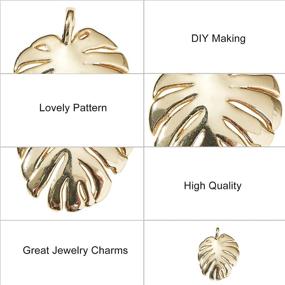 img 1 attached to 🍃 10 Pieces 18K Gold Plated Brass Monstera Leaf Charms for Jewelry Making DIY - DanLingJewelry