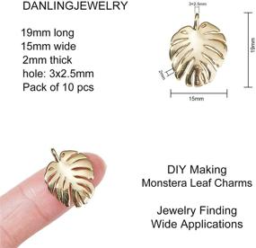 img 2 attached to 🍃 10 Pieces 18K Gold Plated Brass Monstera Leaf Charms for Jewelry Making DIY - DanLingJewelry