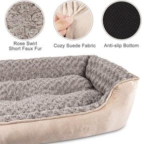 img 2 attached to JOEJOY Rectangle Dog Bed: Machine Washable, Non-Slip, Breathable, Durable Orthopedic Calming Pet Cuddler in Multiple Sizes (Beige)