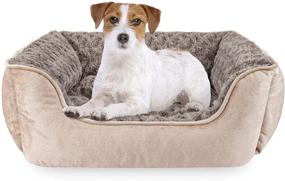 img 4 attached to JOEJOY Rectangle Dog Bed: Machine Washable, Non-Slip, Breathable, Durable Orthopedic Calming Pet Cuddler in Multiple Sizes (Beige)