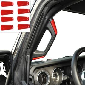 img 4 attached to 🚗 Enhance Your Jeep Wrangler JL's Exterior with RT-TCZ ABS A&B Pillar Grab Handles Decoration Cover