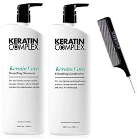 img 2 attached to 🧴 Keratin Complex KERATIN CARE Smoothing Shampoo & Conditioner DUO SET (with Sleek Comb) - Frizz-Fighting, Sodium Chloride-Free (33.8 oz - LARGE PRO DUO KIT)