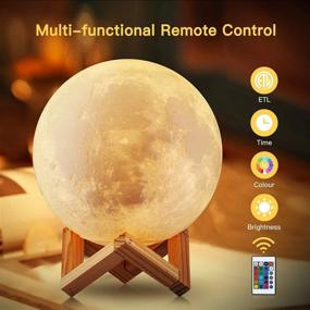 img 3 attached to 🌕 Welkey Plus 16-Color Moon Lamp: Dimmable & Time Setting, USB Rechargeable with Remote Control - Perfect Birthday Gift for Kids & Moon Lovers (4.8in)