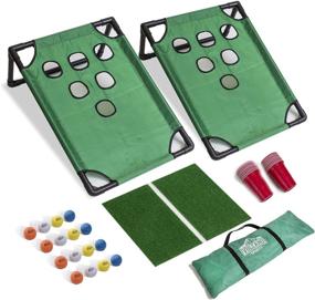 img 4 attached to VULCANO SPORTS Beer Pong Golf Game Set: Target Boards, Cups, Mats, Balls & Carrying Case