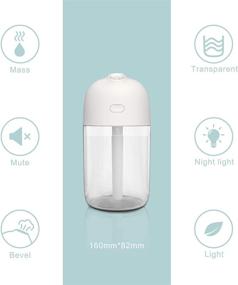 img 2 attached to ⚪️ Richgv Cool Mist Desktop Humidifier - Mini Size, Night Light, Bedroom, Car, Travel, Office, Auto Shut Off, Creamy White