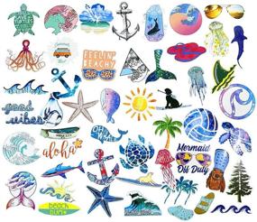 img 3 attached to 🌊 Beach Stickers - Set of 50pcs, Vibrant Blue Surfing Waves, Fresh and Lively Turtle Laptop Water Bottle Decals, Cartoon Vitality Aesthetic Sticker Pack for Teen Girls (Beach Surfing)