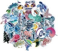 🌊 beach stickers - set of 50pcs, vibrant blue surfing waves, fresh and lively turtle laptop water bottle decals, cartoon vitality aesthetic sticker pack for teen girls (beach surfing) logo