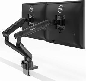 img 4 attached to EVEO Premium Dual Monitor Stand Mount - Ultrawide Screen Desk Mount with Full Motion Mechanics, Adjustable Height/Tilt/Swivel/Rotation - Holds 18.5lbs/arm