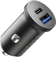 🔌 43w fast car charger adapter with 25w pd & 18w qc3.0 dual port cigarette lighter usb charger - compatible with iphone 13/12/12 pro/11/11 pro/xs/xr/8, galaxy, pixel, tablet - usb c car charger logo