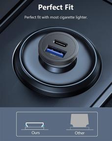 img 2 attached to 🔌 43W Fast Car Charger Adapter with 25W PD & 18W QC3.0 Dual Port Cigarette Lighter USB Charger - Compatible with iPhone 13/12/12 Pro/11/11 Pro/XS/XR/8, Galaxy, Pixel, Tablet - USB C Car Charger
