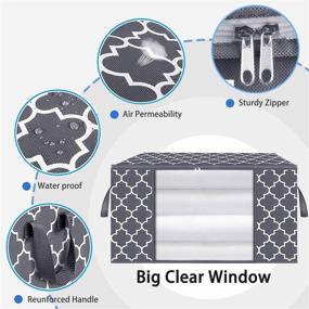 img 2 attached to 👕 QYQBOON 100L Large Clothes Storage Bags: Organize and Protect Your Bedding with Thicken Storage Containers – Foldable, Clear Window, Sturdy Zippers, 3 Pack